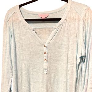 Pale turquoise 3/4 length sleeve Lilly Pulitzer top